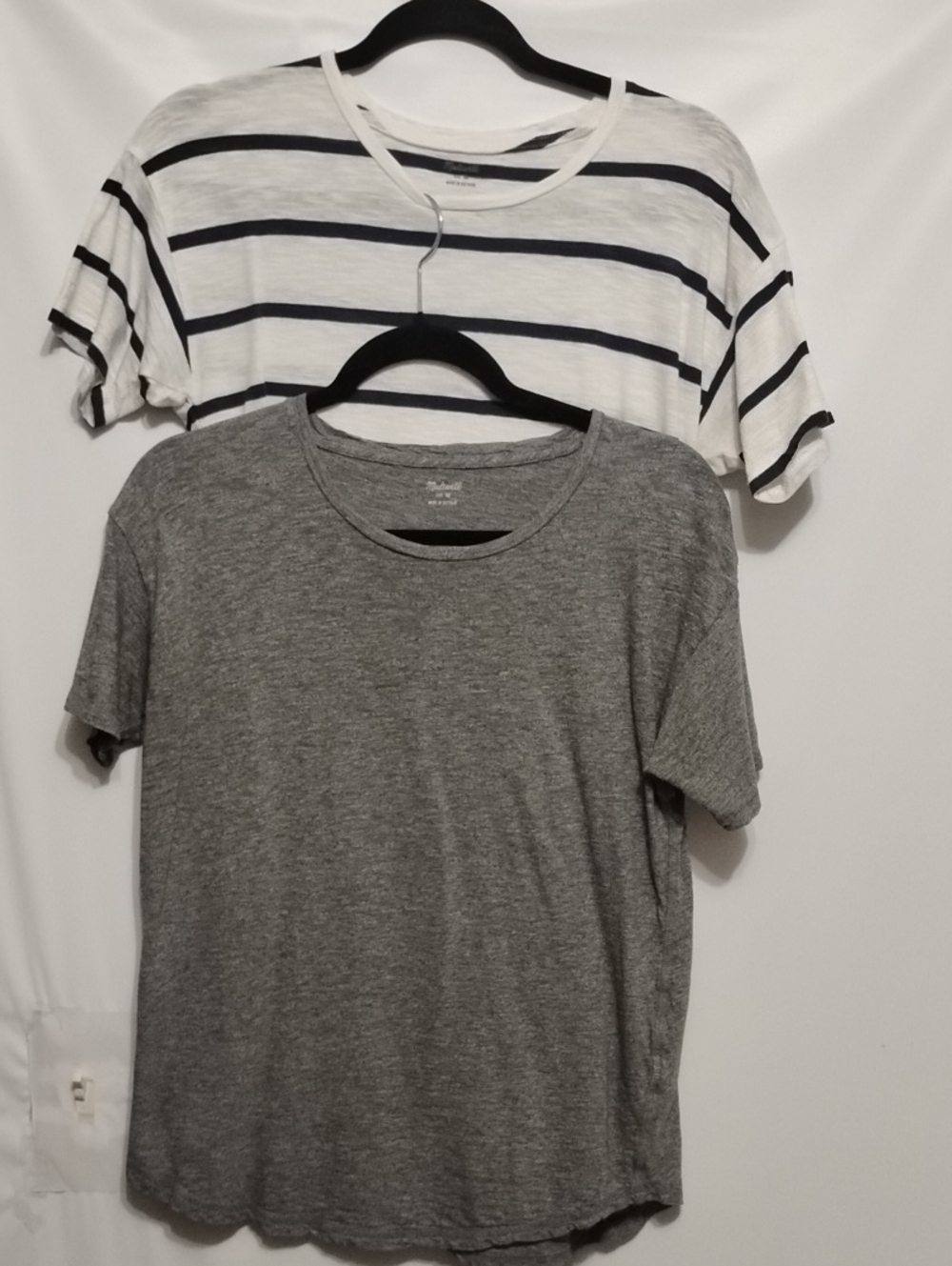 Madewell Grey / Stripe Crewneck T-Shirt - Versatile Everyday Tee (2) Bundle